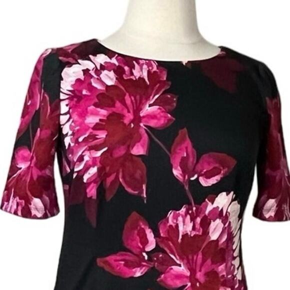 Roz & Ali Sheath Dress Short Sleeves Black Pink Floral Women’s Plus Size 14 - Picture 5 of 10